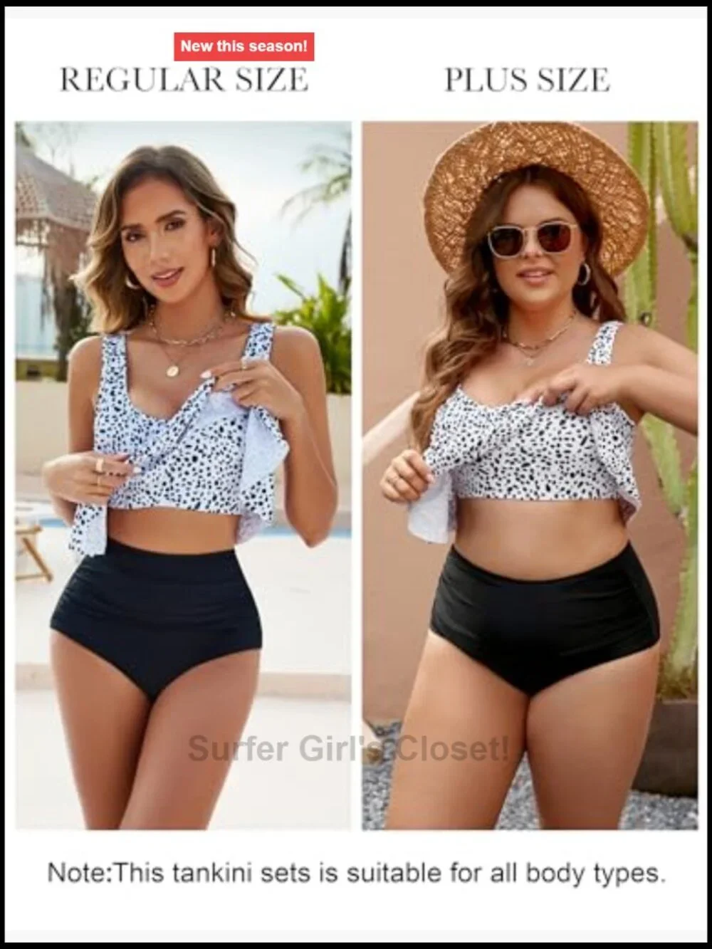 Plus Size Tankini Set with Tummy Control High Waisted Bikini Top & Bottom